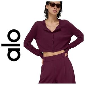 ALO Yoga Burgundy Supernatural Sweater Cardigan Size Large NWT Limited Edition